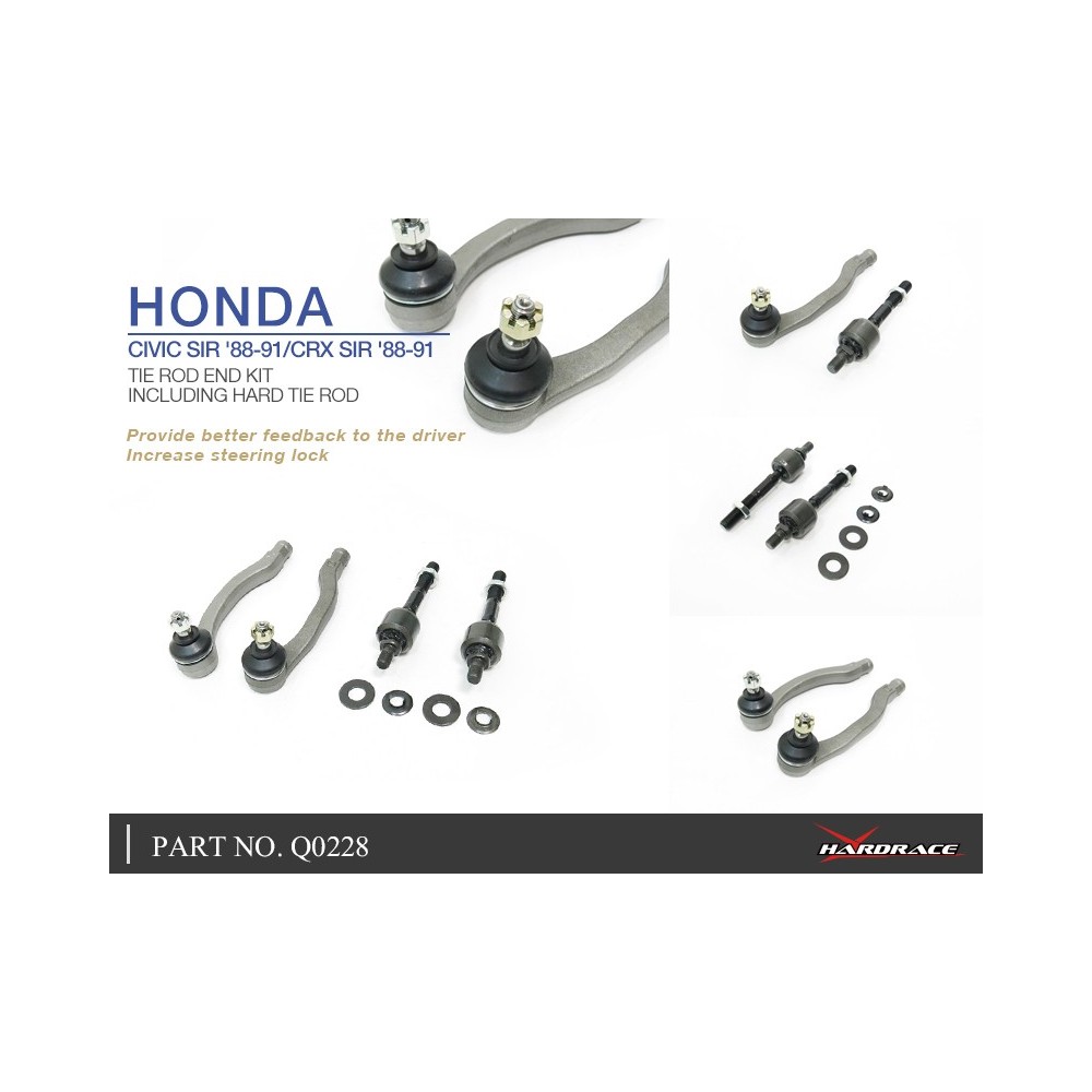 HONDA CIVIC SIR '88-91/CRX SIR '88-91 TIE ROD END KIT - 4PCS/SET INCLUDING HARD TIE ROD
