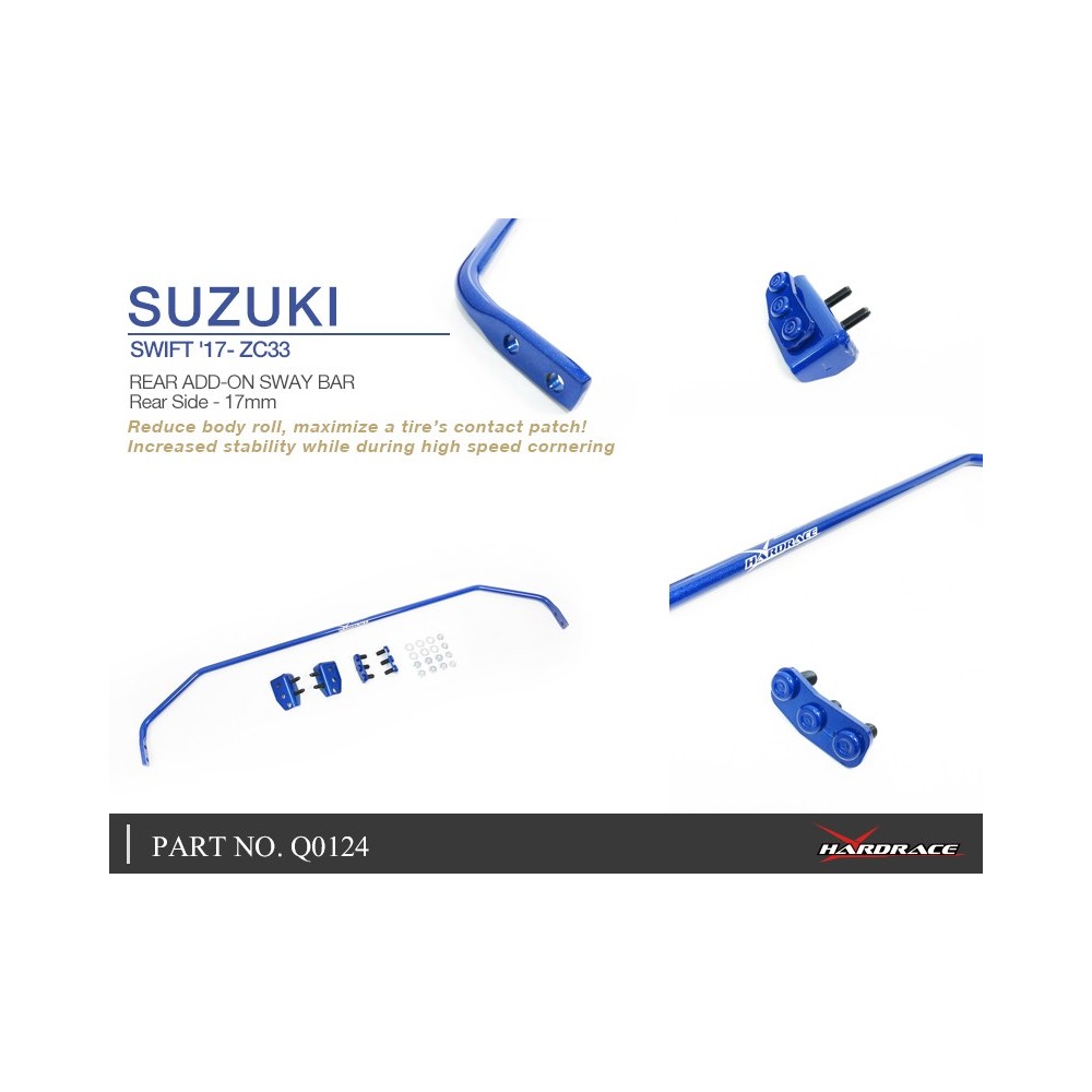 SUZUKI SWIFT '17- ZC33 REAR ADD-ON SWAY BAR 17MM - 5PCS/SET