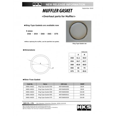 Joint HKS echappement rond 75mm
