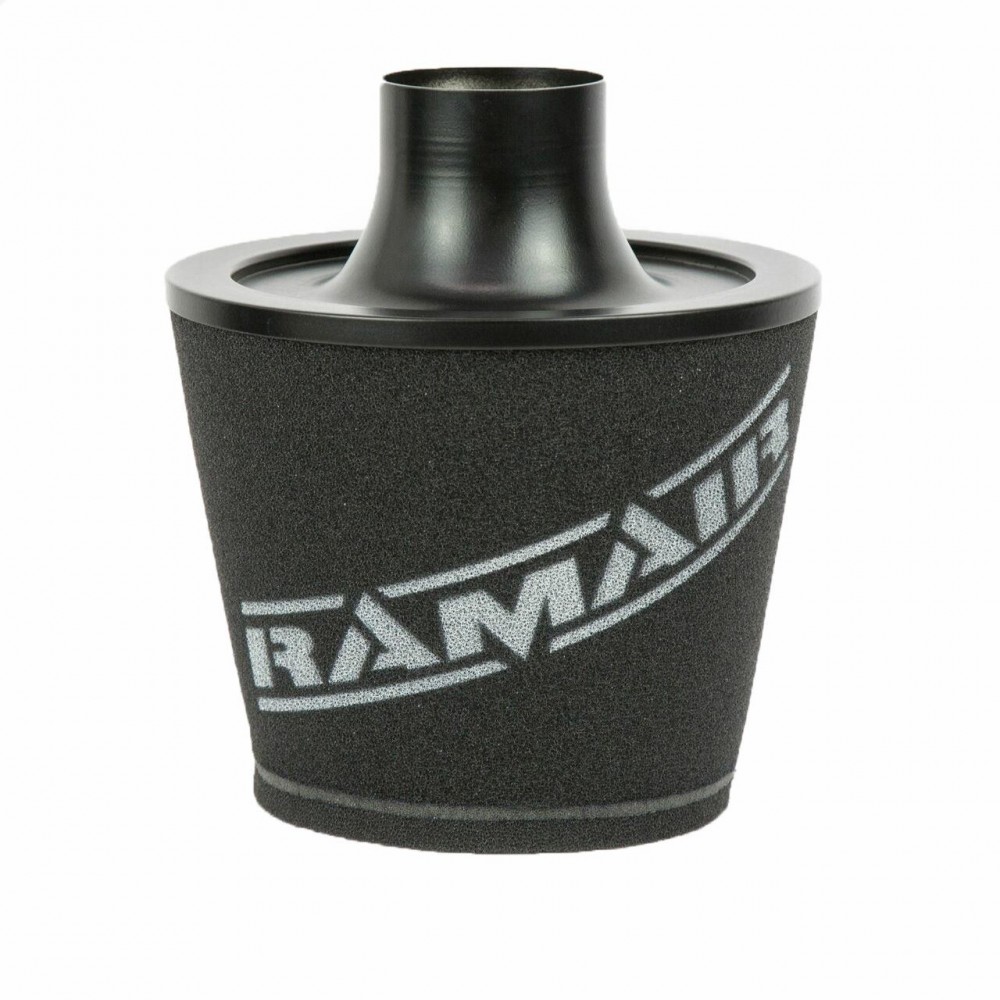 Ramair Foam Jet Stream Large Cone Air Filter 70mm (2.75inch) OD Black with Silicone Coupler